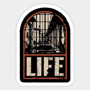 Prison Life Sentence Poster - Dark Retro Justice Artwork Sticker